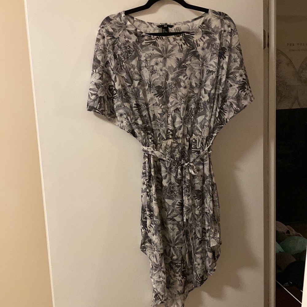 Black and white tropical dress